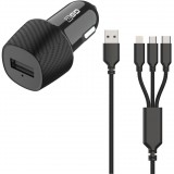 2GO USB KFZ-Ladegerät 3in1 Micro-USB, Lightning, USB-C sw (797258)