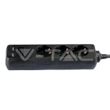 3 -as csatlakozó hosszabbító/elosztó 2 USB csatlakozóval, fekete színű 1.5 m