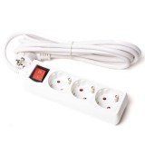 3-as elosztó kapcsolós 1,5m fehér (hosszabbító)