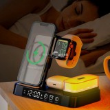 3 az 1-ben multifunkcionális éjszakai fény, ébresztőóra és töltőállomás fekete színben