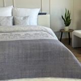 3 részes ágytakaró szett 220x240 cm elegáns szürke barokk mintával