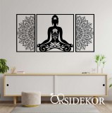 3 részes Buddha Mandala falikép fából