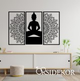 3 részes Buddha Mandala falikép fából