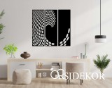 3 részes geometrikus hullám falikép fából
