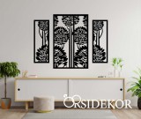 3 részes lombos fák falikép fából