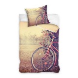 3ba HomeStyle Kerékpár Vintage 2 részes Pamut-Vászon Ágynemű-garnitúra 140x200+70x80 cm