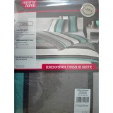 3ba HomeStyle Pamut-Flanel Plus Szürke-Türkiz 3 részes Ágynemű-garnitúra 270x220+2x65x65 cm