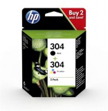 3JB05AE Tintapatron multipack Deskjet 2620, 2630 nyomtatókhoz, HP 304, fekete+színes, 120+100 oldal (TJH3JB05A)