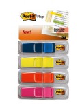 3M POSTIT Jelölőcímke adagolóban, műanyag, 4x35 lap, 12x43 mm, 3M POSTIT, élénk színek