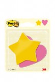 3M POSTIT Öntapadó jegyzettömb, szív és csillag forma, 70x72 mm, 2x30 lap, sárga és rózsaszín (LPBC2030SHEU)