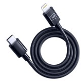 3mk Hyper USB Type-C apa - Lightning apa Töltőkábel - Fekete (1.2m) (5903108541206)