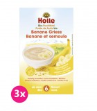 3x HOLLE Kaše nemléčná Bio ovsená, banán/krupice 250 g