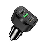 3XUSB szivargyújtós gyorstöltő 18W 2.4A Usams C17 CC100 fekete