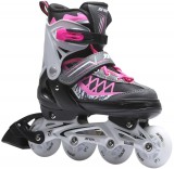4 in 1 görkorcsolya jégkorcsolya, világító LED, állítható Pink-Szürke 26-29 ENERO