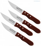 4 részes Jumbo steak kés 12 cm, rozsdamentes acél, fa markolattal