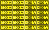 "400V" öntapadó felirat, sárga, 100x60mm