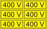 "400V" öntapadó felirat, sárga, 100x60mm