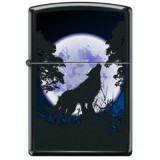 404689 Zippo matt fekete színben -Farkas holddal