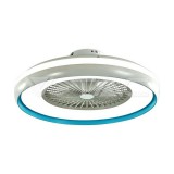 45W LED Ventilátor, beépített világítással, RF távirányító, kék kerettel, 3 az 1-ben