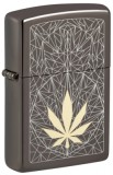 48384 Zippo öngyújtó, black ice színben -Canabis design