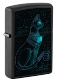 48582 Zippo öngyújtó fekete matt színben -Egyiptomi macska