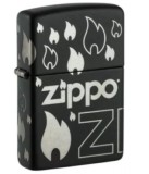 48908 Zippo öngyújtó matt fekete színben -Zippo lángok