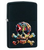 49187 Zippo öngyújtó fekete színben - Színes Koponya