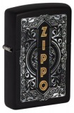 49535 Zippo öngyújtó Matt fekete, filigrán minta, Zippo logó