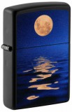 49810 Zippo öngyújtó Matt fekete, holdfényes tenger, UV fényben világít