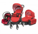 4Baby Atomic 3 az 1-ben multifunkciós babakocsi Sötét piros színben