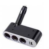 4Cars Szivargyújtó elosztó 3-as 12/24V +USB dönthető 94159