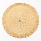 4db Elegáns Kerek PP Papír Tányéralátétek Bojt Részlettel