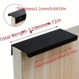 4db Rejtett Fém Fogantyú Szekrényekhez, Rozsdamentes Acélból #Fekete 120mm - 4 db