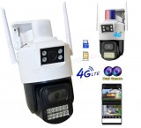 4G IP kamera, mobilnetes SIM kártyás kültéri biztonsági kamera MSC07-4G-EU-PTZ DUAL-CAM V380PRO