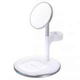 4kom.pl Choetech T586-F 3in1 Vezeték nélküli töltő 15W - Fehér/Ezüst (187753338)