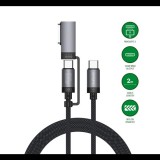 4Smarts ComboCord USB-C adatkábel, MagSafe 3 adapterrel, 100W, 2m, fekete (4S541305) (4S541305)