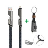 4smarts ComboCord USB-C / USB-C / USB-A töltő és adatkábel, 240W, 1,5m, kulcstartó kábellel, szürke