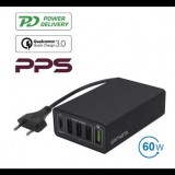 4smarts VoltPlug 4xUSB USB-C hálozati töltő 60W fekete (4S460038) (4S460038) - Töltők