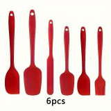 6 darabos Prémium Szilikon Spatula Készlet Piros - 6 db