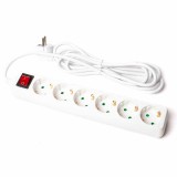 6-os elosztó kapcsolós 3m fehér (hosszabbító)