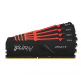64GB 3200MHz DDR4 RAM Kingston Fury Beast RGB CL16 (4x16GB) (KF432C16BBAK4/64) (KF432C16BBAK4/64) - Memória