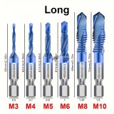 6db Titán Bevonatú Hatlapú Szárú HSS Csavarmenetes Metrikus Menetfúrófej
