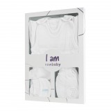 7-részes baba együttes újszülötteknek New Baby I AM fehér