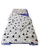 90x130 cm gyerek ágynemű garnitúra gyerekmintás: szürke - rózsaszín egérfejes