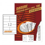 97*42,3 mm Danube A4 íves etikett címke, fehér színű (100 ív/doboz)