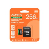 A-Data 256GB microSDXC Speed Plus Class 10 UHS-I U3 V30 + adapterrel UD256GUI3V30A2SP-RA1