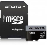 A-Data 64GB microSDXC Premier Pro UHS-I U3 Class 10 (V30S) + adapterrel AUSDX64GUI3V30SA1-RA1