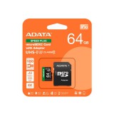 A-Data 64GB microSDXC Speed Plus Class 10 UHS-I U3 V30 + adapterrel UD64GUI3V30A2SP-RA1