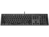 A4TECH FStyler FX60H, Alacsony profil, 12 médiabillentyű, 2 x USB, UK, Szürke (White Backlit), Vezetékes billentyűzet