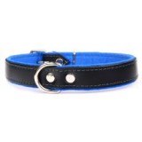 ABC-ZOO Filc Neo bőr nyakörv, fekete - kék 3cm x 47 - 59 cm